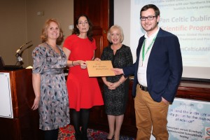 Dr Susan Knowles, ISCM President, Dr Irene Regan, ACSLM President and Connie Merrick, MSD congratulates James O'Connor, Saturday poster winner